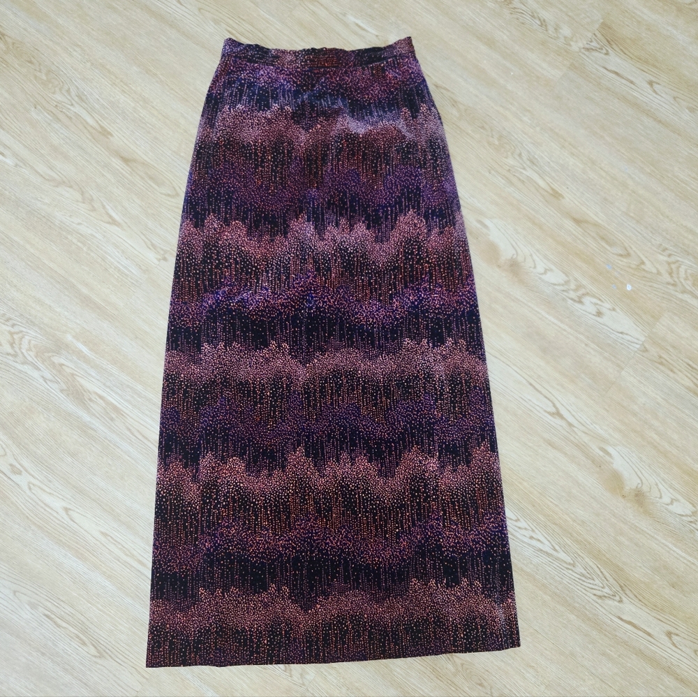 Vintage Velvet Purple and Black Women's Skirt